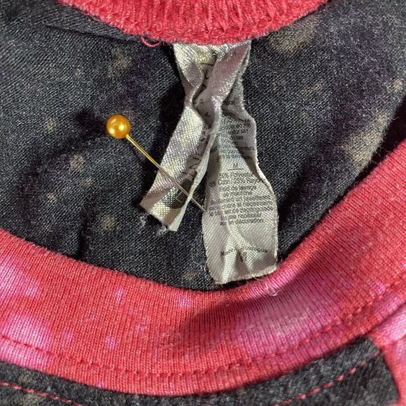 GRUBBWEAR Raglan Shirt Bleach Splatter Tee Thrashed Grunge Womens M Black Red - Picture 4 of 7